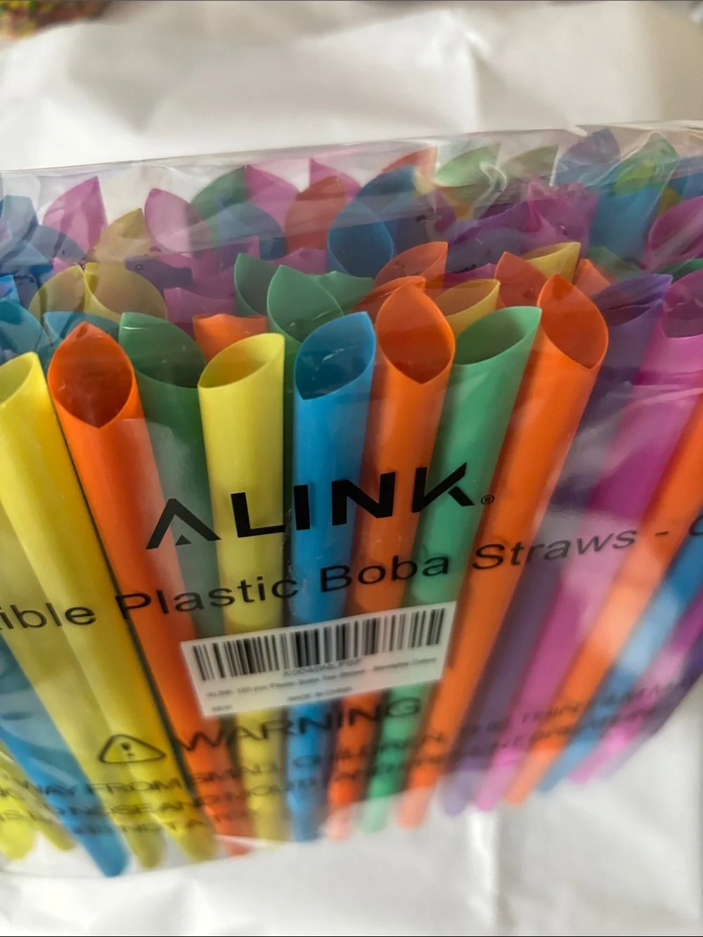 ALink 100pk Bright Multicolor Flexible Boba Straws - Assorted Colors